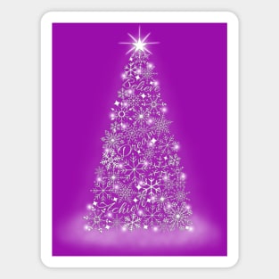 Inspirational Snowflake Christmas Tree, Believe, Dream & Achieve (Pink background) Magnet